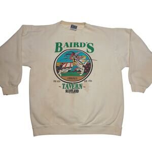 Vtg Bairds Tavern Sweatshirt Scotland 1990 Knight Ales Men’s Large Distressed